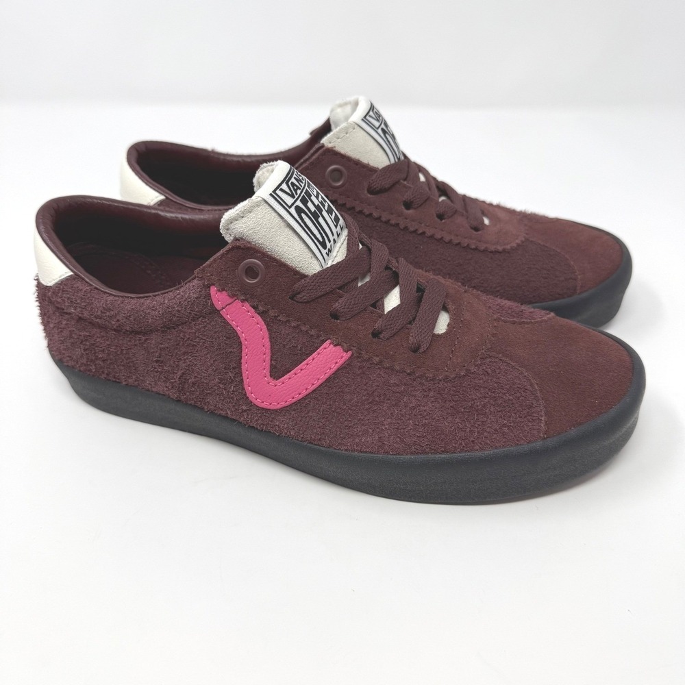 Vans Sport Low Burgundy Pink Hairy Suede Skate Shoes Womens 7 Mens 5.5 NWOT